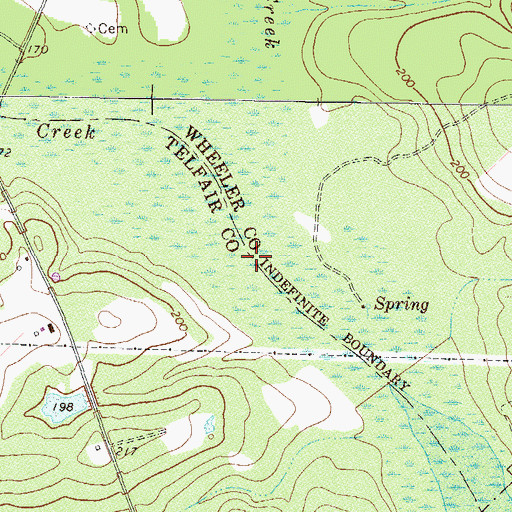 Topographic Map of Joiner Creek, GA