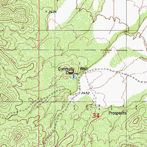 Topographic Map of Concrete Dam, AZ