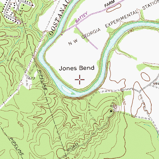 Topographic Map of Jones Bend, GA