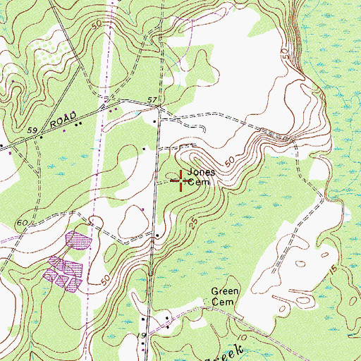 Topographic Map of Jones Cemetery, GA