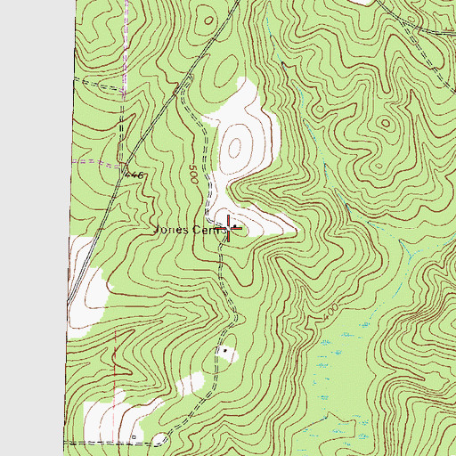 Topographic Map of Jones Cemetery, GA