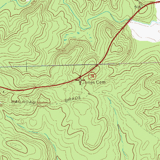 Topographic Map of Jones Cemetery, GA