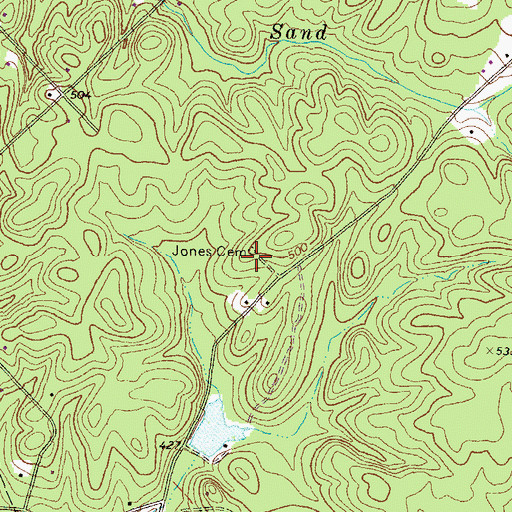 Topographic Map of Jones Cemetery, GA