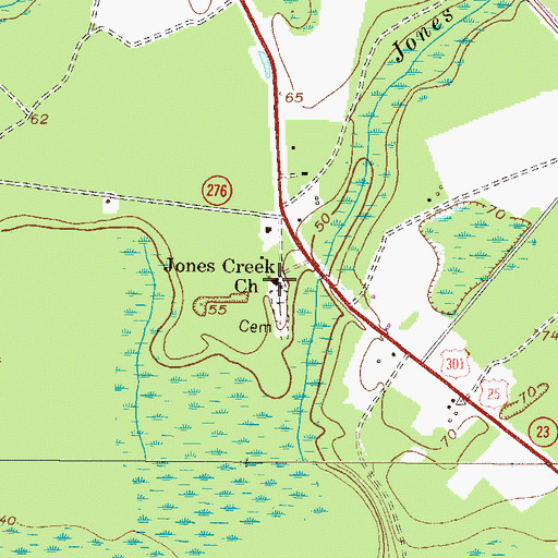 Topographic Map of Jones Creek Church, GA
