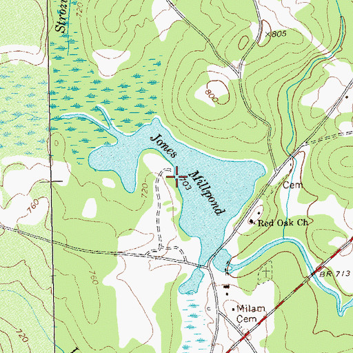 Topographic Map of Jones Millpond, GA