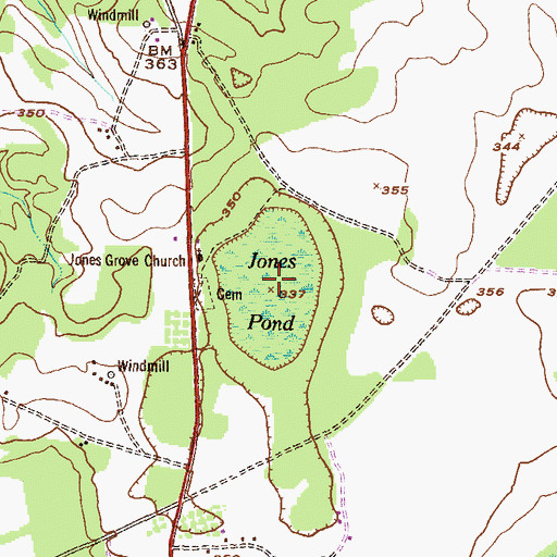 Topographic Map of Jones Pond, GA