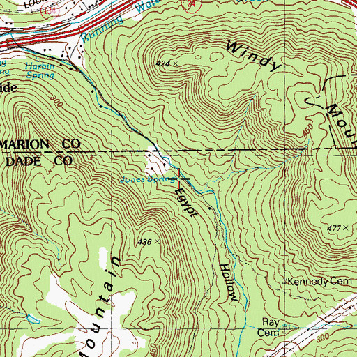 Topographic Map of Jones Spring, GA