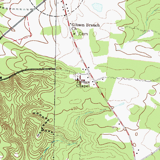 Topographic Map of Jordan Chapel, GA