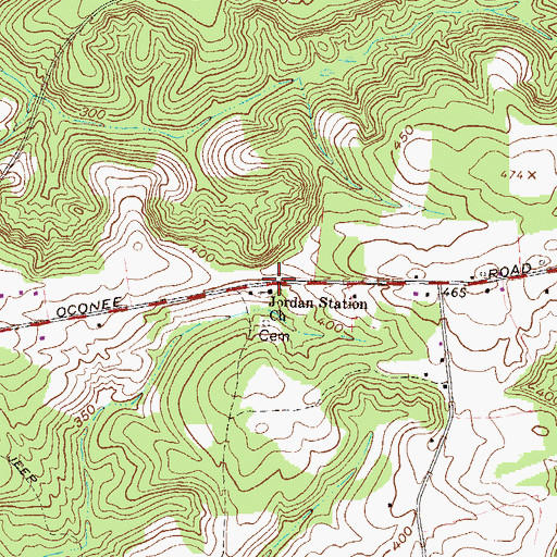 Topographic Map of Jordan Station Church, GA