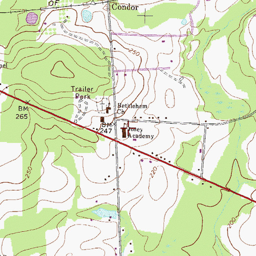 Topographic Map of Josey Academy, GA