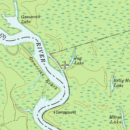 Topographic Map of Jug Lake, GA