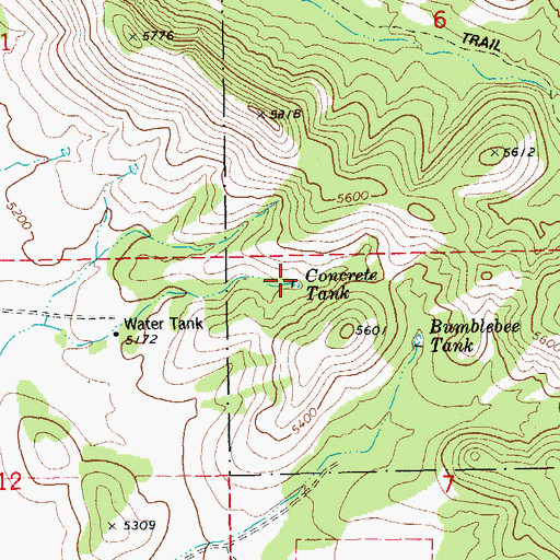 Topographic Map of Concrete Tank, AZ