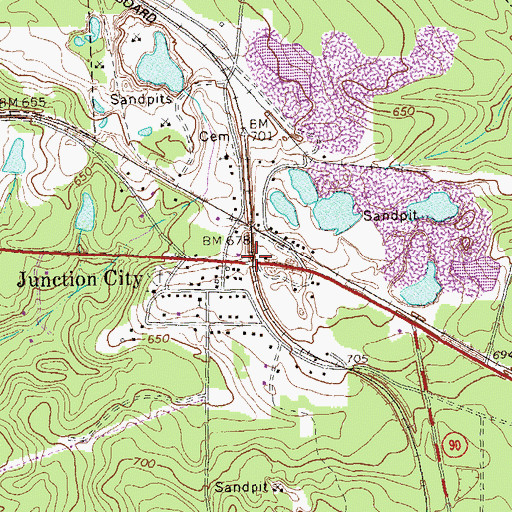 Topographic Map of Junction City, GA