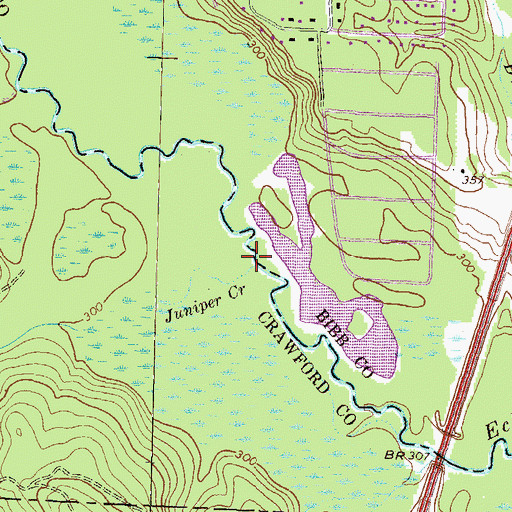 Topographic Map of Juniper Creek, GA