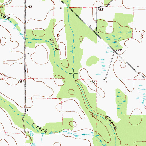 Topographic Map of Kaney Head Creek, GA
