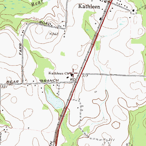 Topographic Map of Kathleen Church, GA