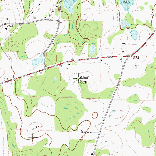 Topographic Map of Keen Cemetery, GA