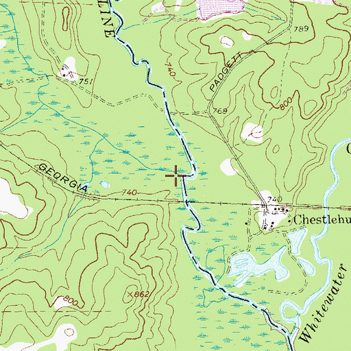 Topographic Map of Keg Creek, GA