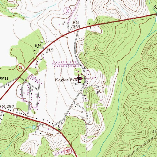 Topographic Map of Keglar School, GA