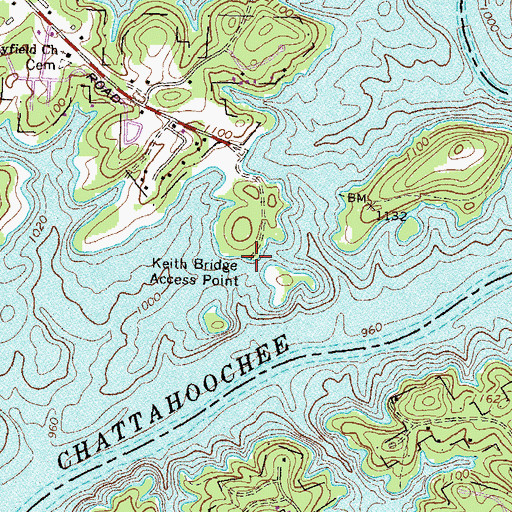 Topographic Map of Keith Bridge Access Point, GA