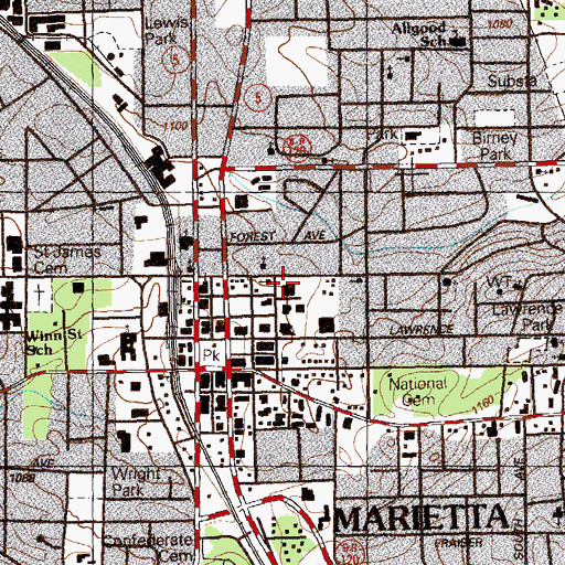 Topographic Map of Keith School, GA