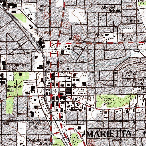 Topographic Map of Keith School, GA