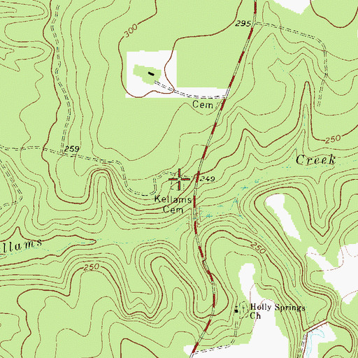 Topographic Map of Kellams Cemetery, GA