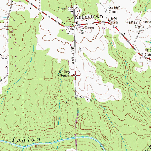Topographic Map of Kelley Chapel, GA