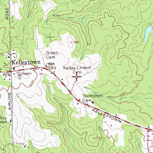 Topographic Map of Kelley Chapel Cemetery, GA