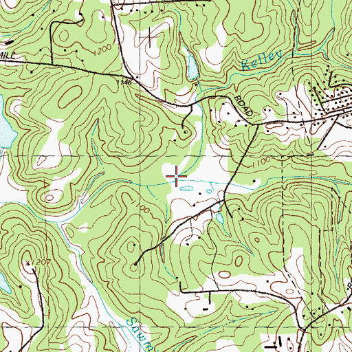 Topographic Map of Kelley Mill Branch, GA