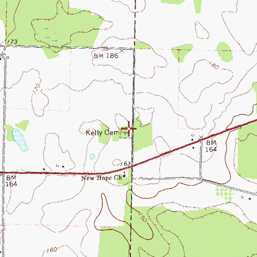 Topographic Map of Kelley Cemetery, GA