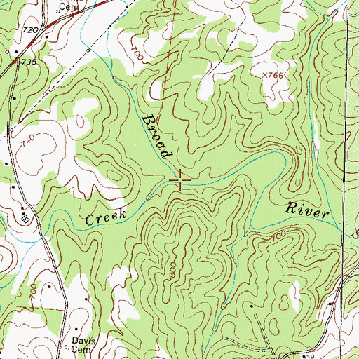 Topographic Map of Kelly Creek, GA