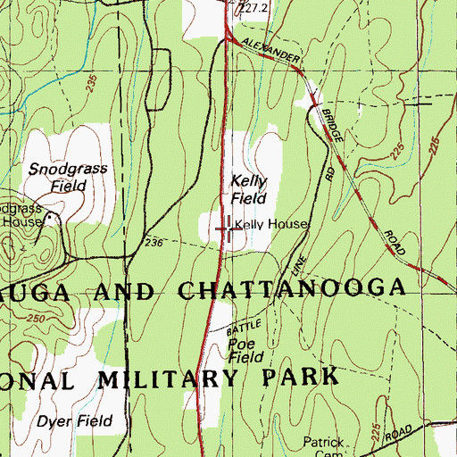 Topographic Map of Kelly House, GA