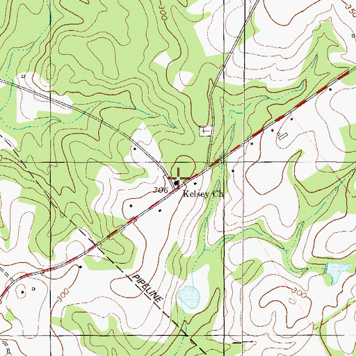 Topographic Map of Kelsey Church, GA