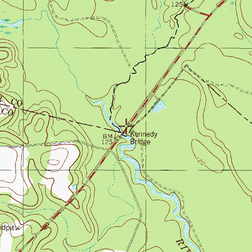 Topographic Map of Kennedy Bridge, GA