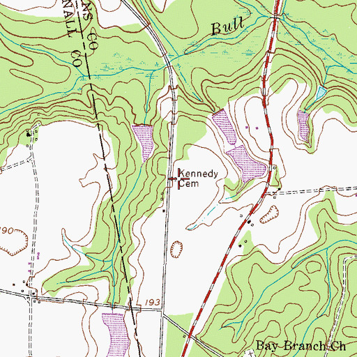 Topographic Map of Kennedy Cemetery, GA