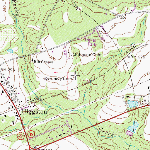 Topographic Map of Kennedy Cemetery, GA