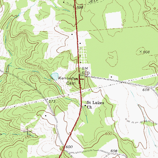 Topographic Map of Kennedy Cemetery, GA