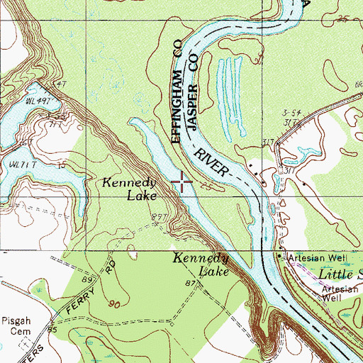 Topographic Map of Kennedy Lake, GA
