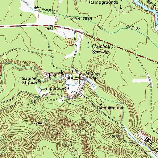 Topographic Map of McCoy Bridge, AZ