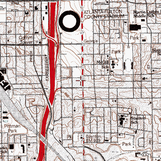 Topographic Map of Key School, GA
