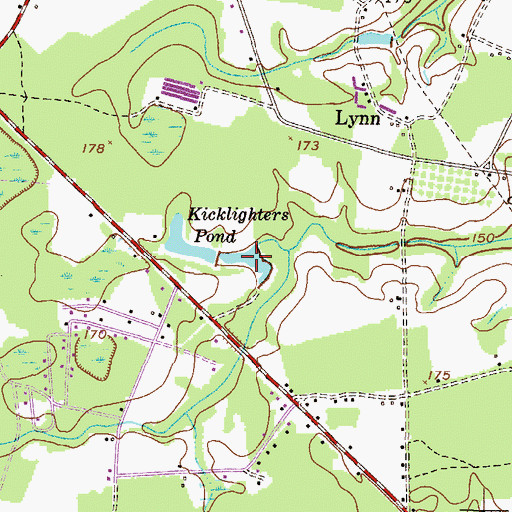 Topographic Map of Kicklighters Pond, GA