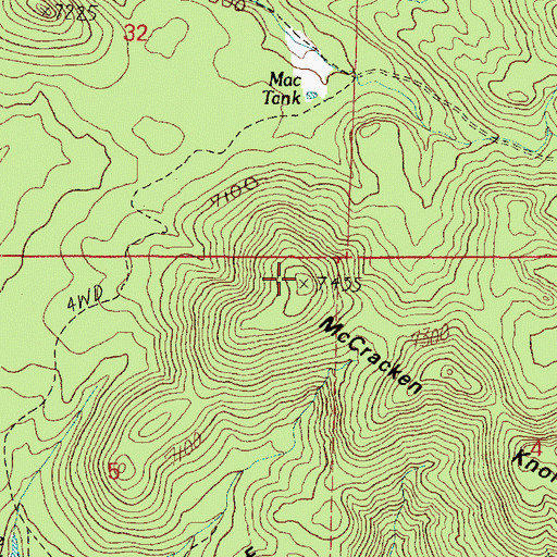 Topographic Map of McCracken Knoll Number One, AZ