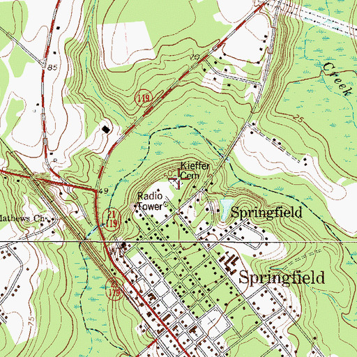 Topographic Map of Kieffer Cemetery, GA