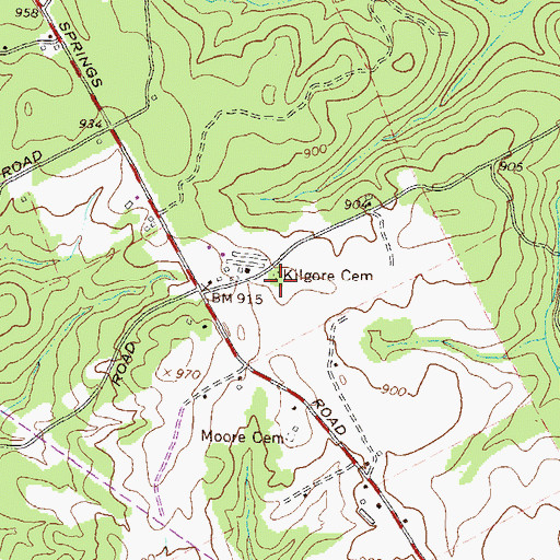 Topographic Map of Kilgore Cemetery, GA