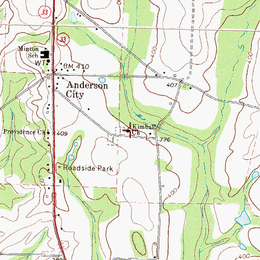 Topographic Map of Kimball Church, GA