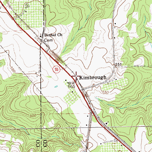 Topographic Map of Kimbrough, GA