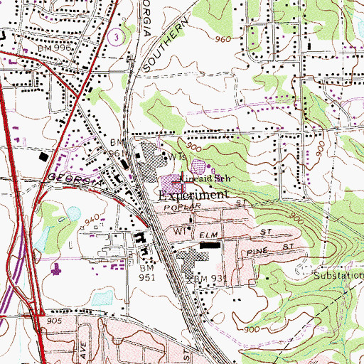 Topographic Map of Kincaid School, GA