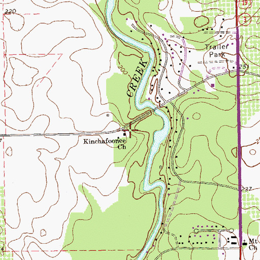 Topographic Map of Kinchafoonee Church, GA