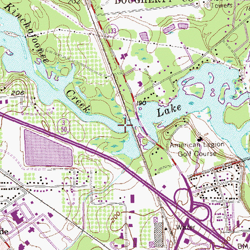 Topographic Map of Kinchafoonee Creek, GA